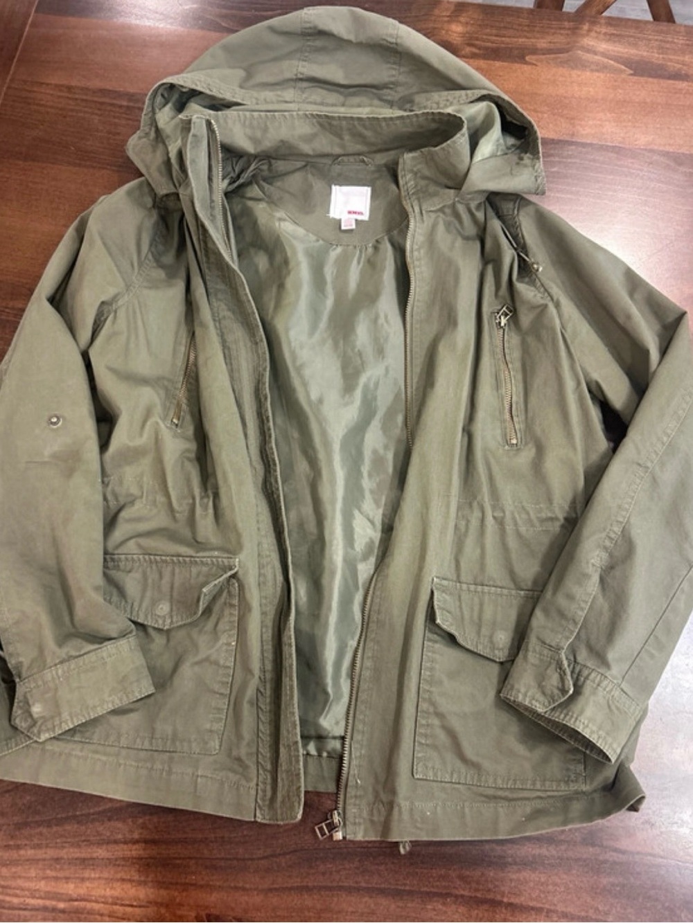 BONGO Olive Green Hooded Military Field Jacket
